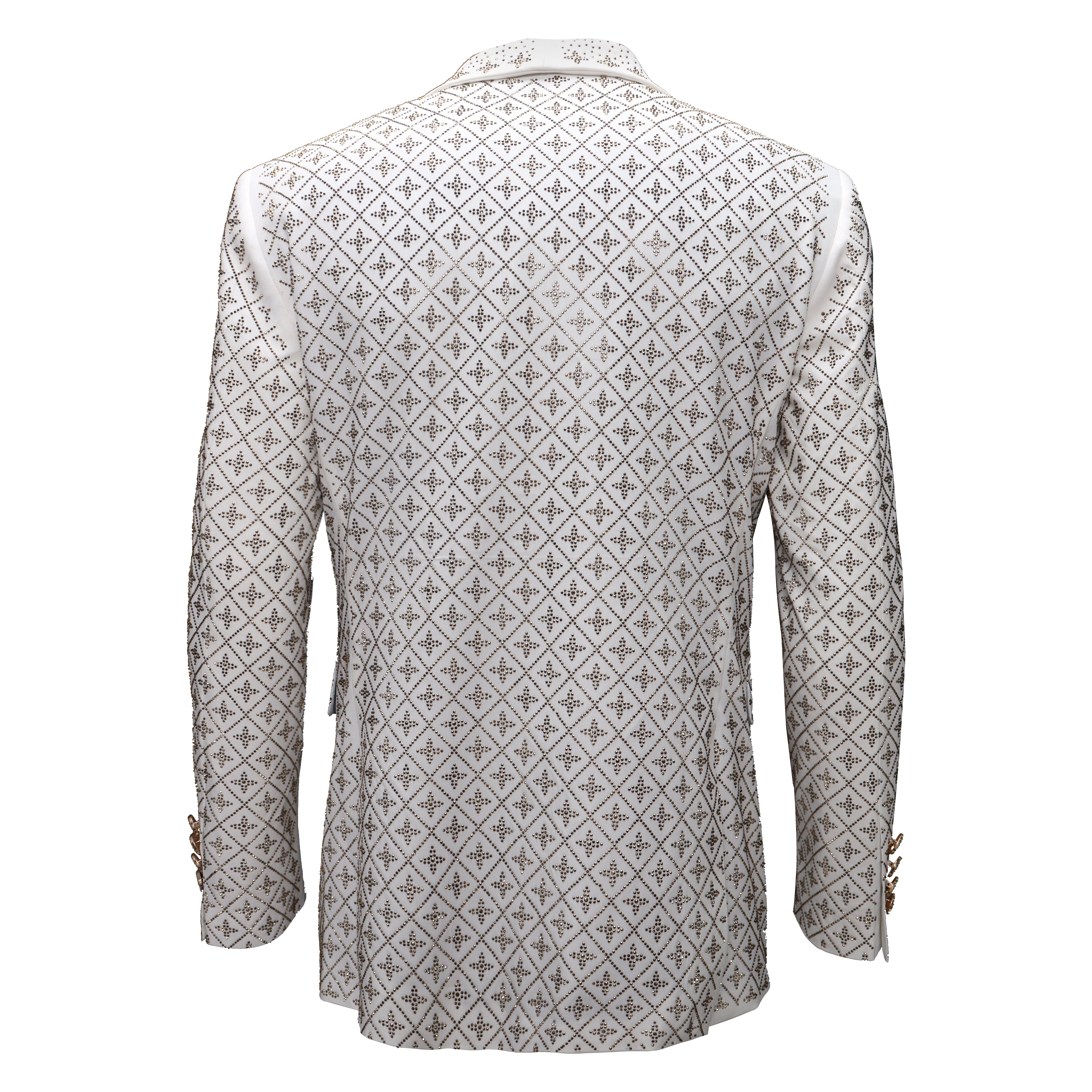 Elegant Blazer with Sparkling Embellishments WHITE/GOLD