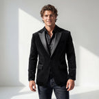 Regal Cascades Embellished Velvet Blazer BLACK/BLACK