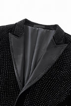 Regal Cascades Embellished Velvet Blazer BLACK/BLACK