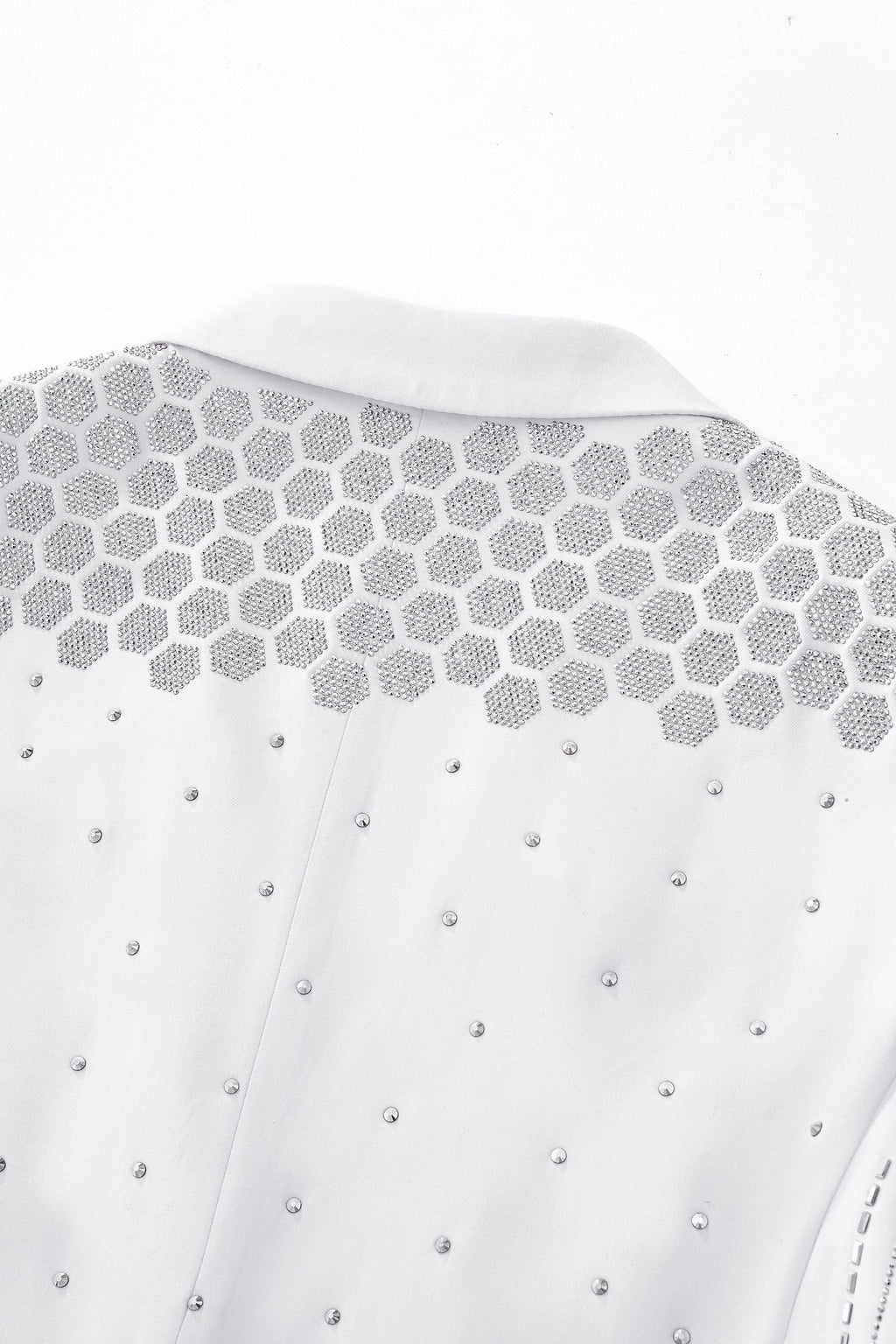 Barocco Radiant Hex Crystal Men's Blazer - White/Silver