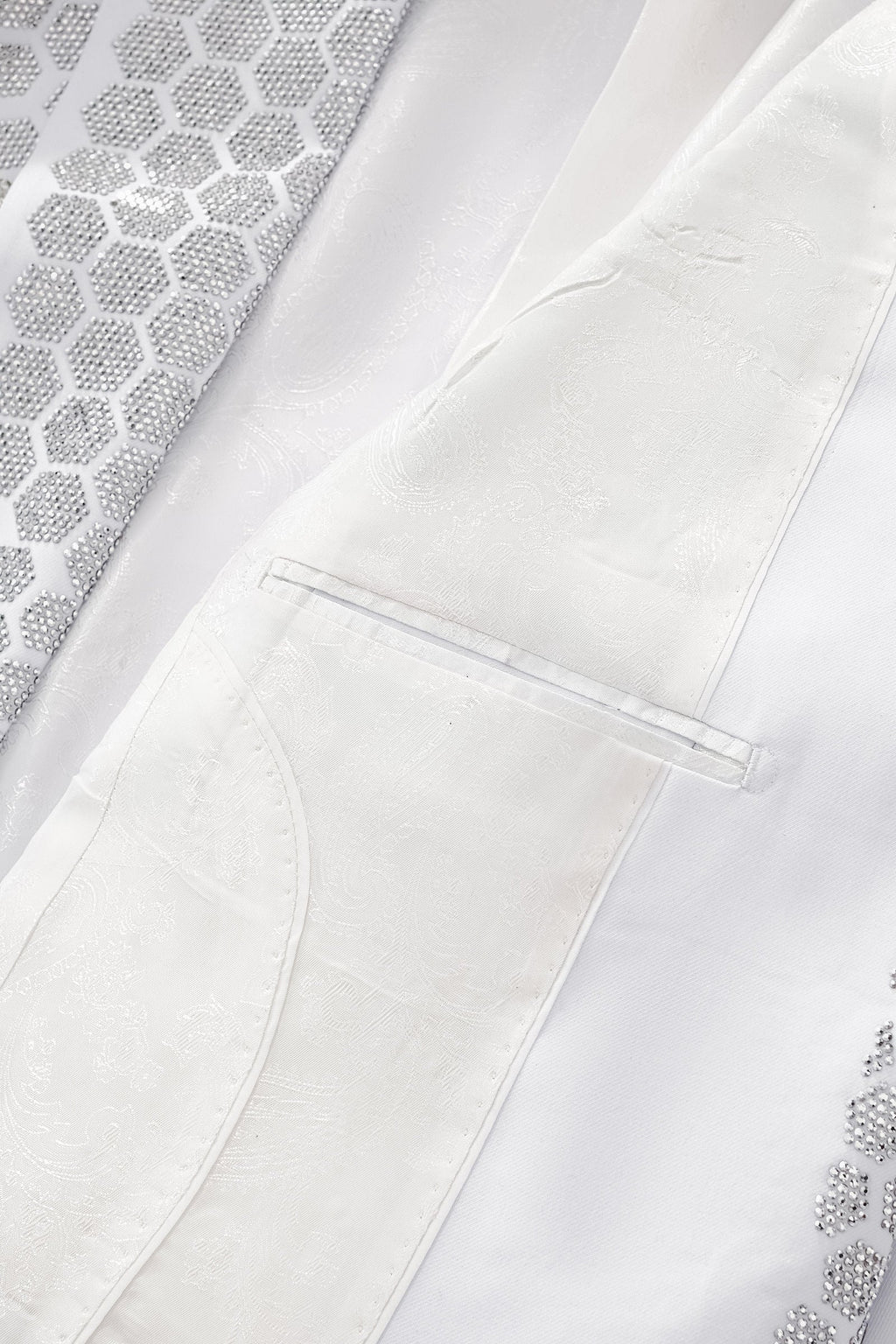 Barocco Radiant Hex Crystal Men's Blazer - White/Silver