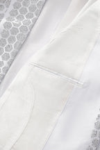 Barocco Radiant Hex Crystal Men's Blazer - White/Silver