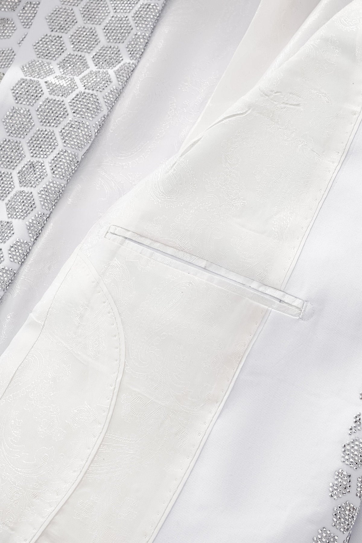 Barocco Radiant Hex Crystal Men's Blazer - White/Silver