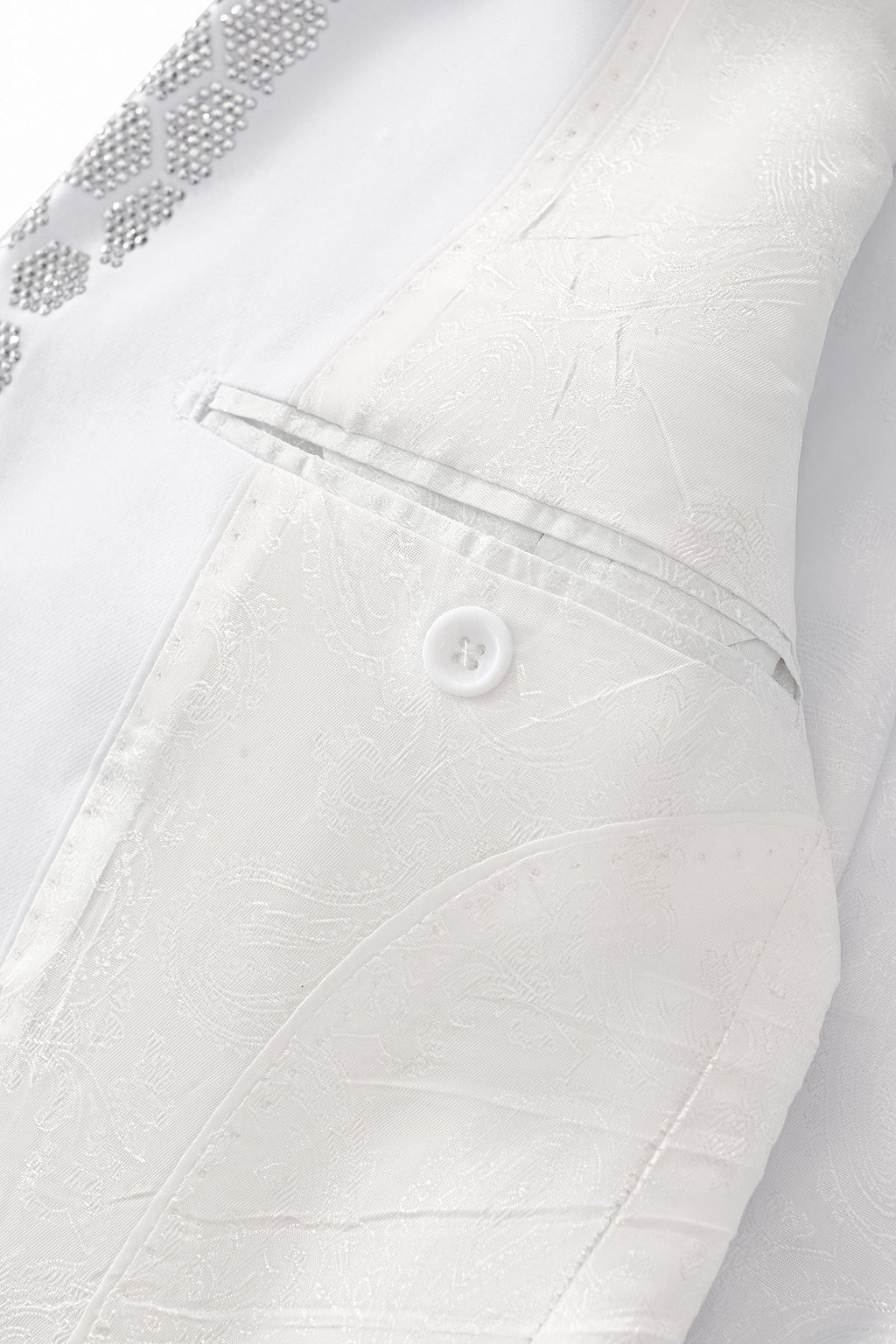 Barocco Radiant Hex Crystal Men's Blazer - White/Silver