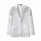 Barocco Radiant Hex Crystal Men's Blazer - White/Silver