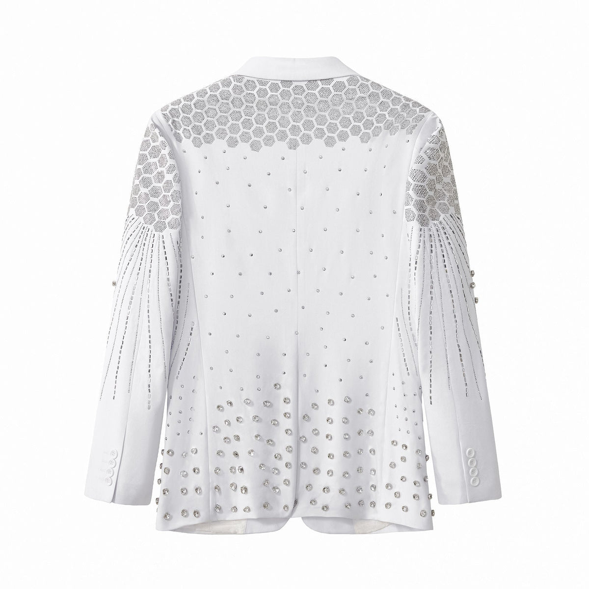 Barocco Radiant Hex Crystal Men's Blazer - White/Silver