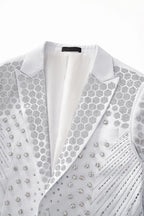 Barocco Radiant Hex Crystal Men's Blazer - White/Silver