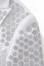 Barocco Radiant Hex Crystal Men's Blazer - White/Silver