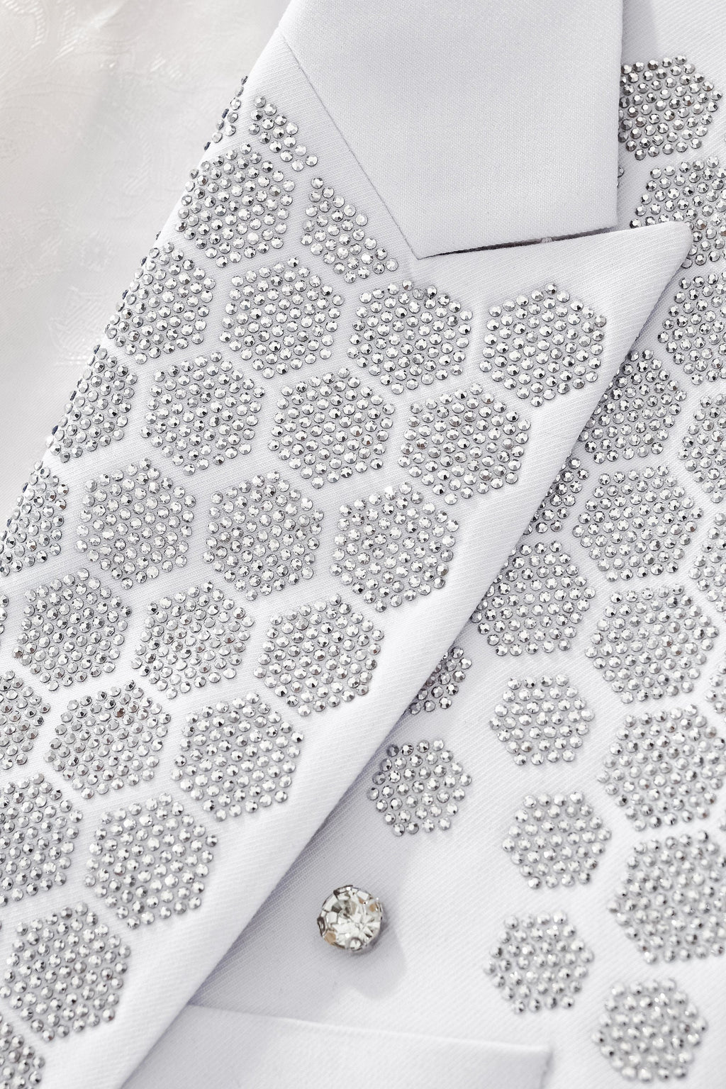 Barocco Radiant Hex Crystal Men's Blazer - White/Silver