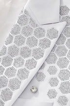 Barocco Radiant Hex Crystal Men's Blazer - White/Silver