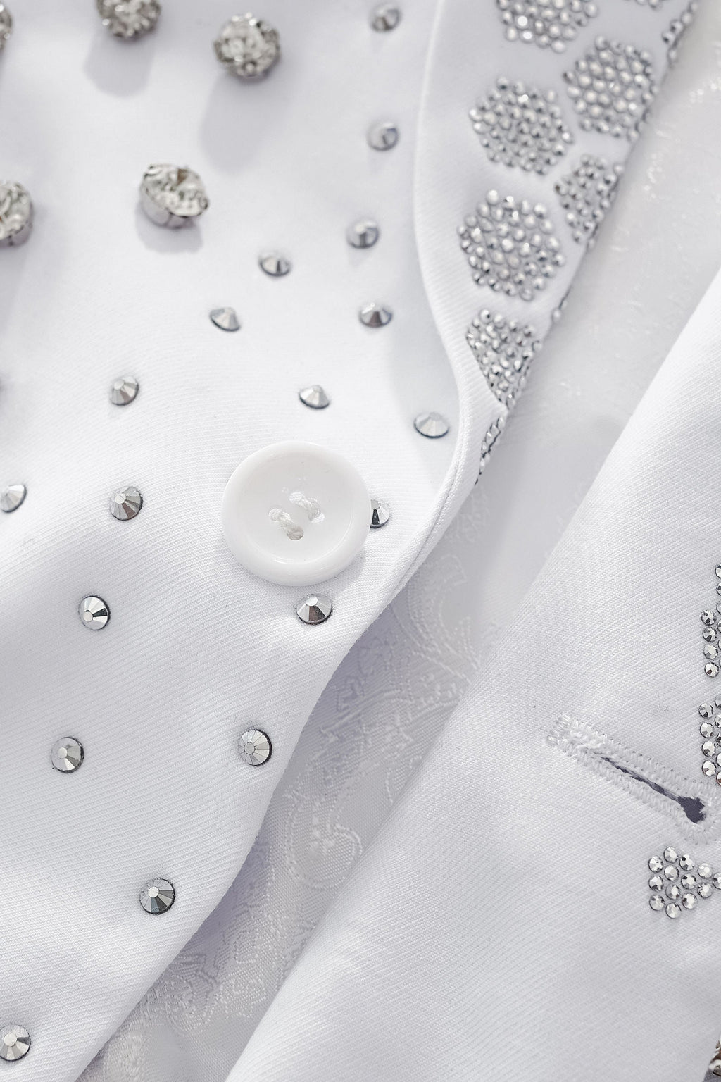 Barocco Radiant Hex Crystal Men's Blazer - White/Silver