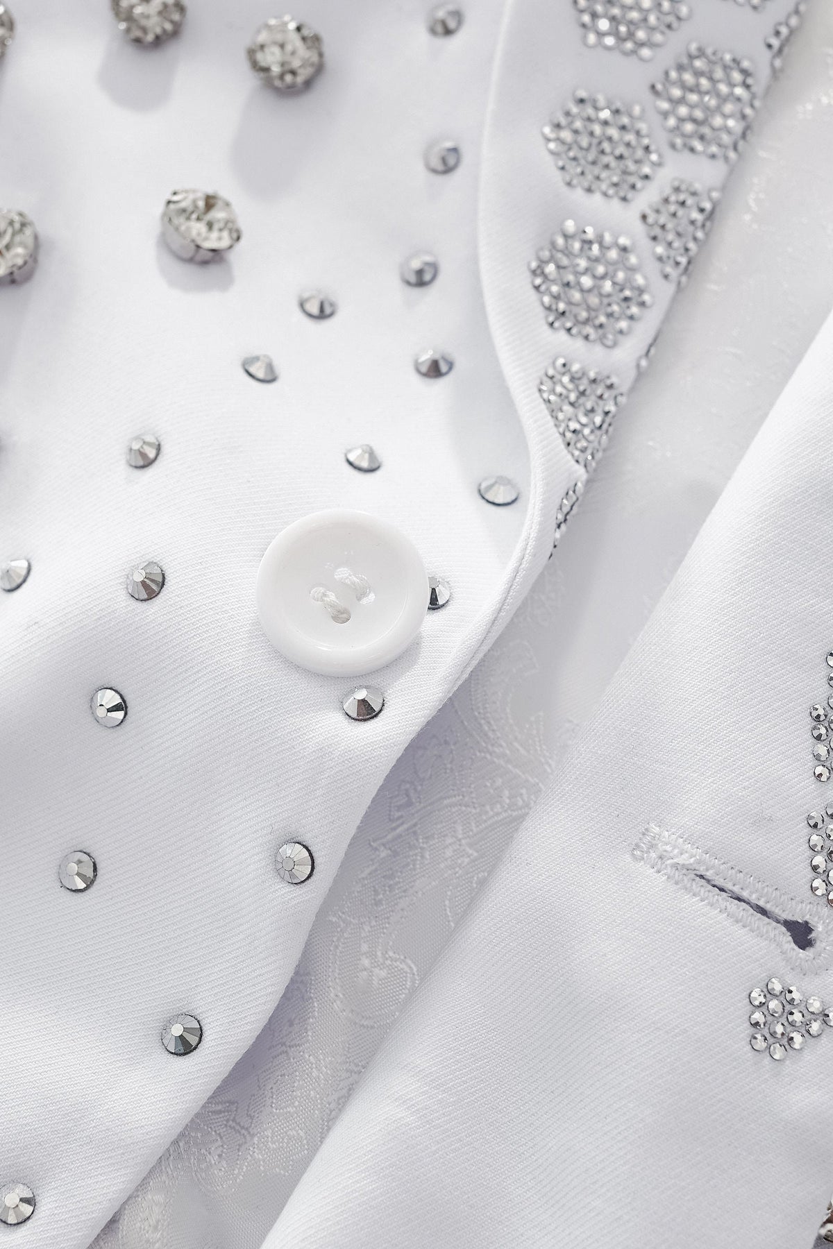 Barocco Radiant Hex Crystal Men's Blazer - White/Silver