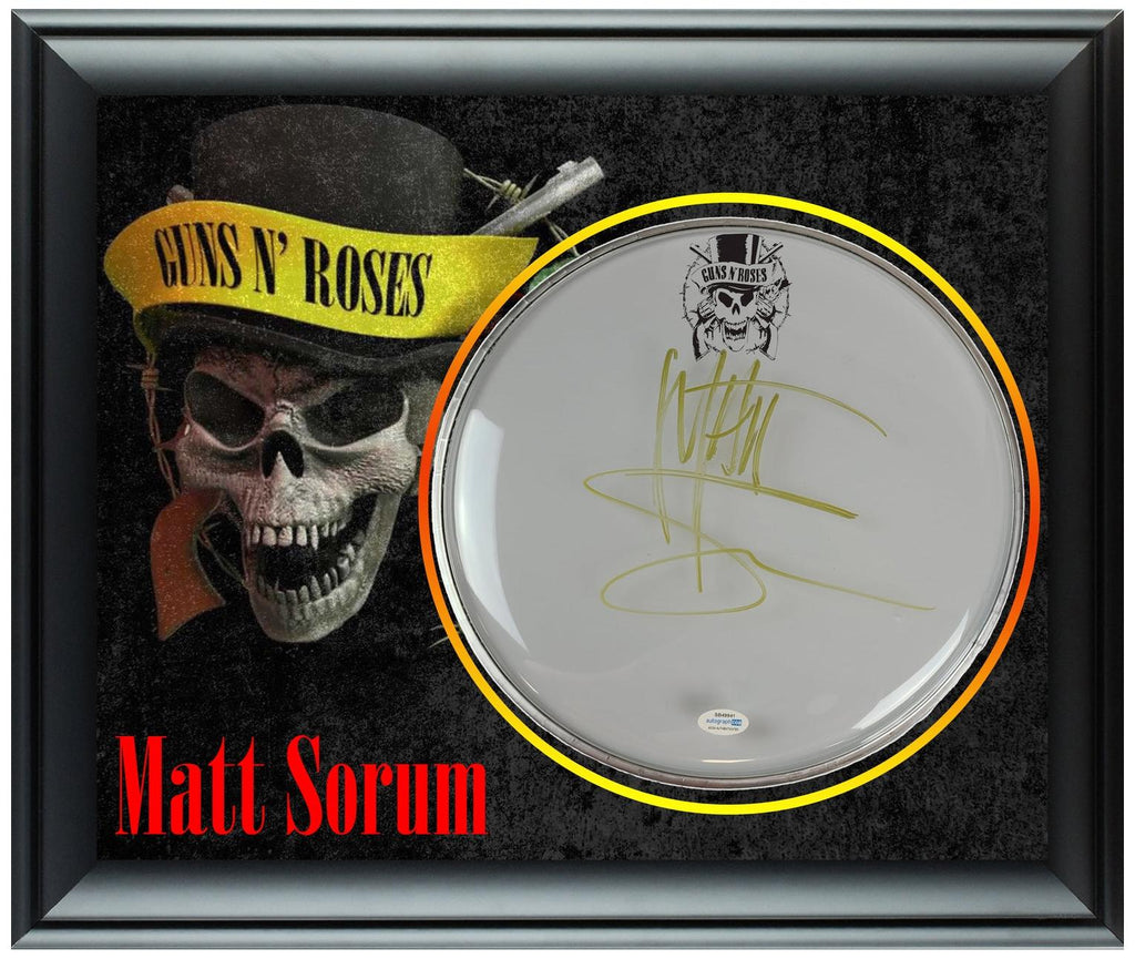 Guns N Roses Matt Sorum Autographed Custom Framed Drum Head Drumhead Display ACOA