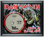 Iron Maiden Nicko McBrain Autographed Custom Framed Drum Head Drumhead Display ACOA
