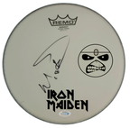 Iron Maiden Nicko McBrain Autographed Custom Framed Drum Head Drumhead Display ACOA