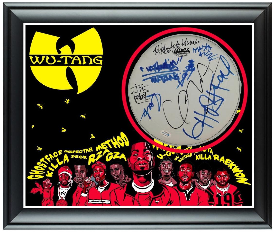 Wu Tang Signed Custom Framed Drum Head Drumhead Display ACOA