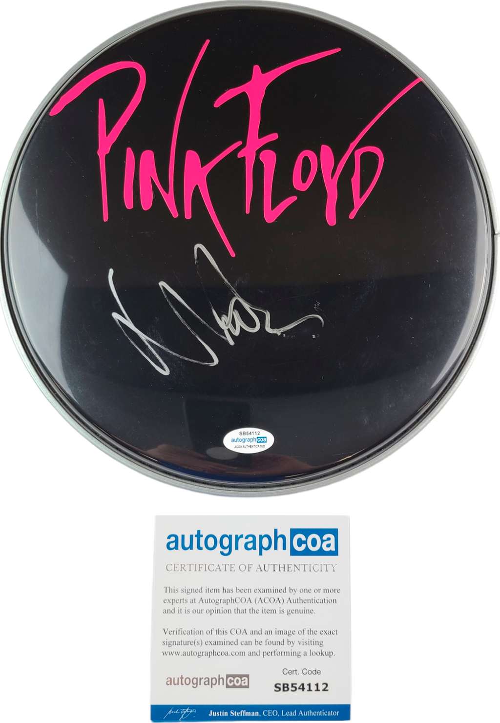 Pink Floyd Nick Mason Signed Custom Framed Drum Head Drumhead Display ACOA