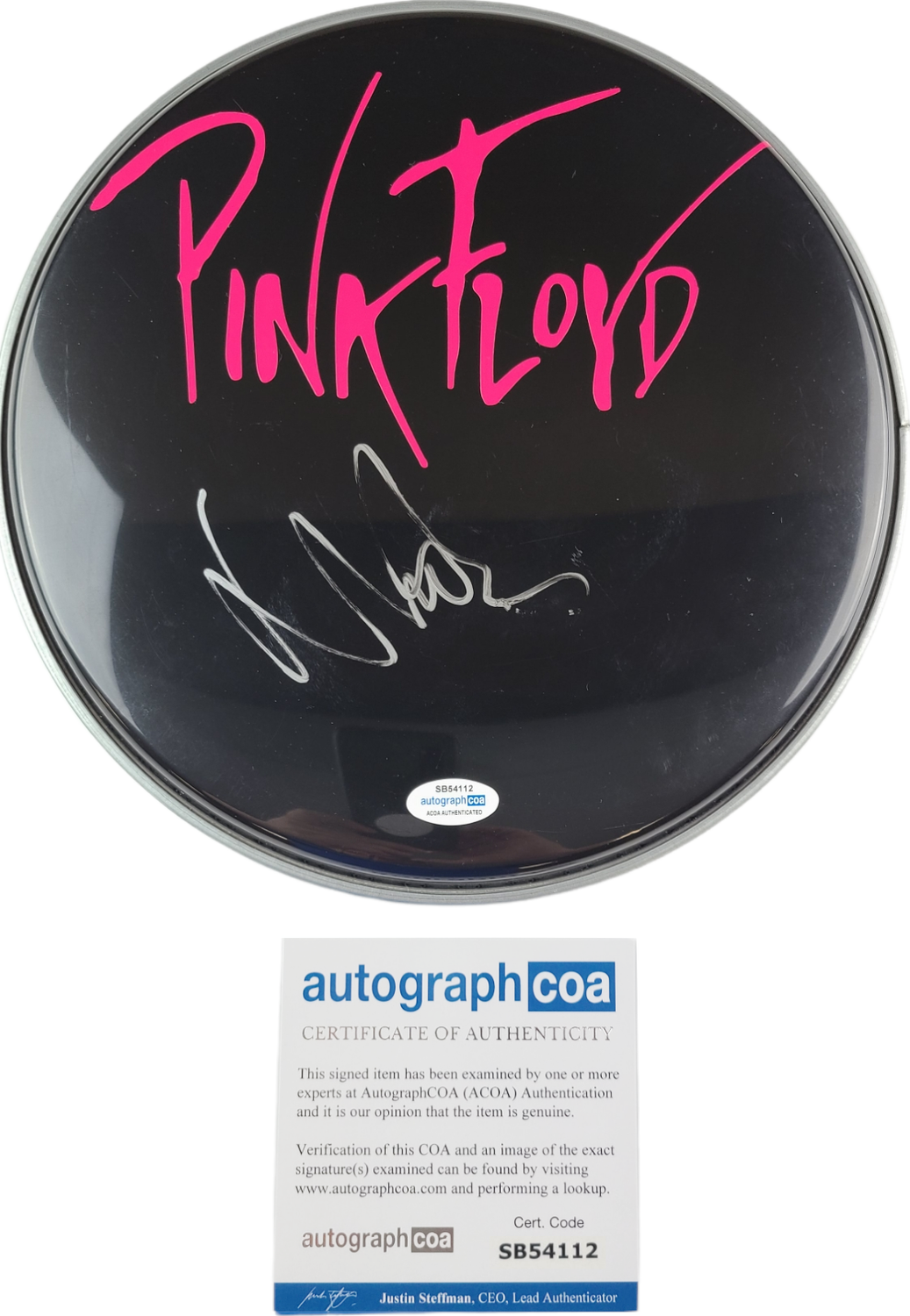 Pink Floyd Nick Mason Signed Custom Framed Drum Head Drumhead Display ACOA