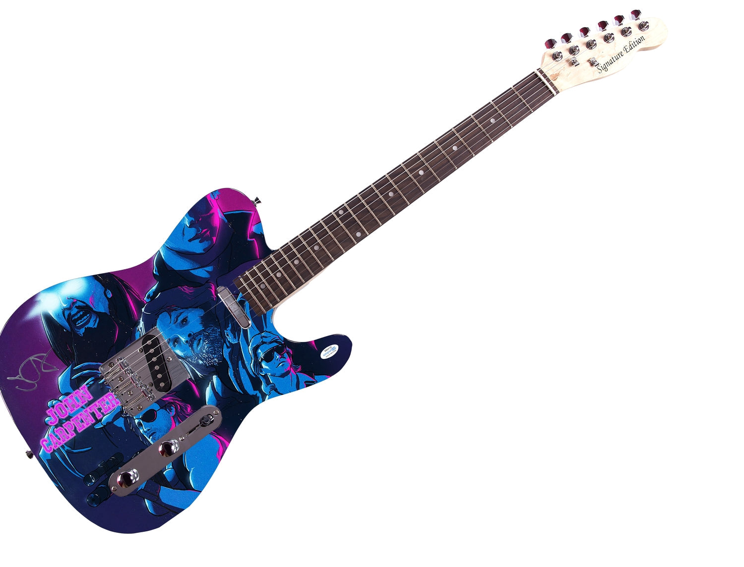 John Carpenter Signed Custom Graphics Photo Guitar ACOA