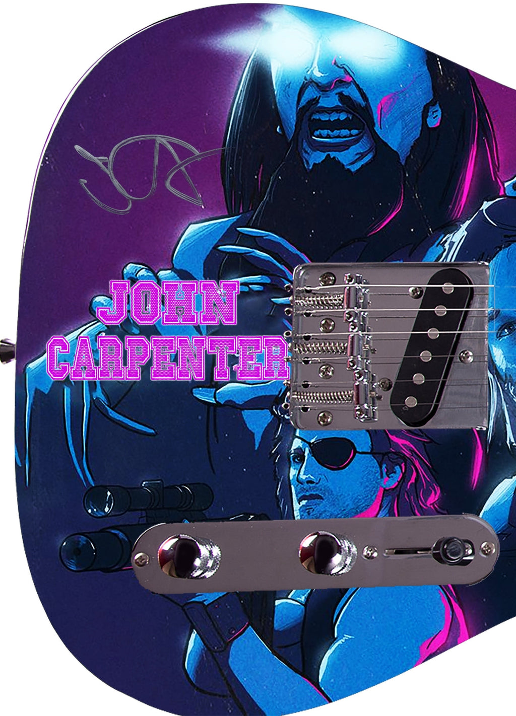 John Carpenter Signed Custom Graphics Photo Guitar ACOA