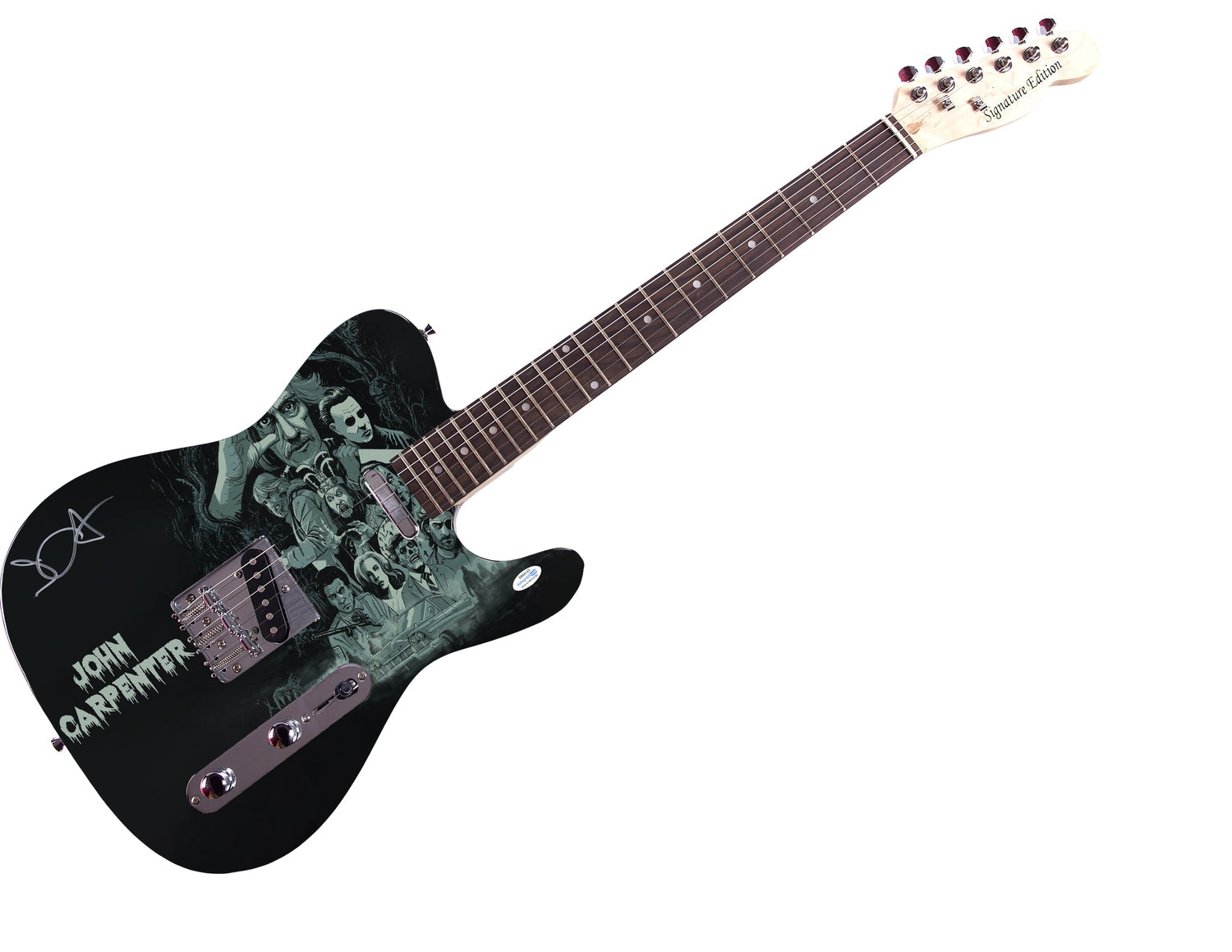 John Carpenter Signed Custom Graphics Photo Guitar ACOA