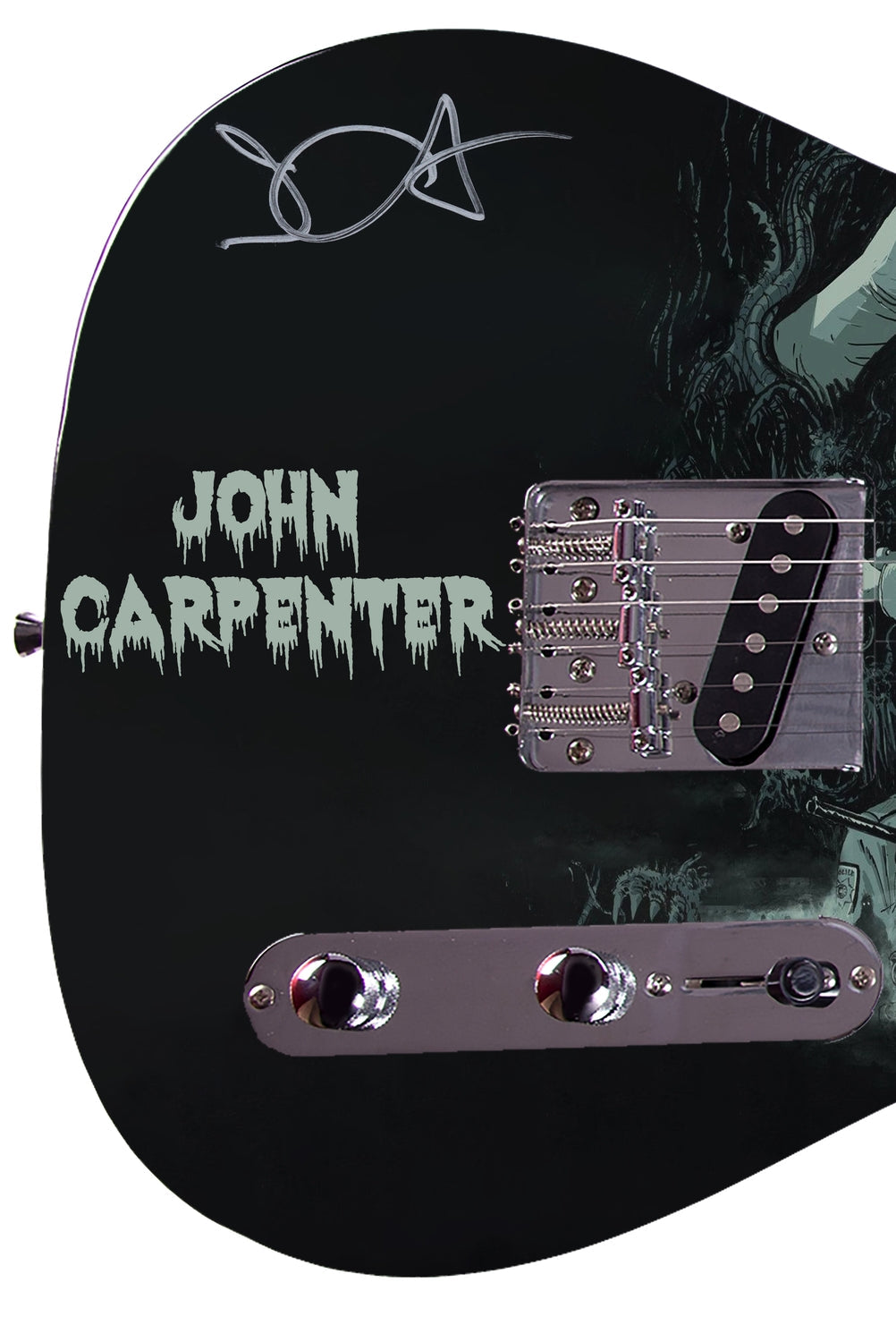John Carpenter Signed Custom Graphics Photo Guitar ACOA