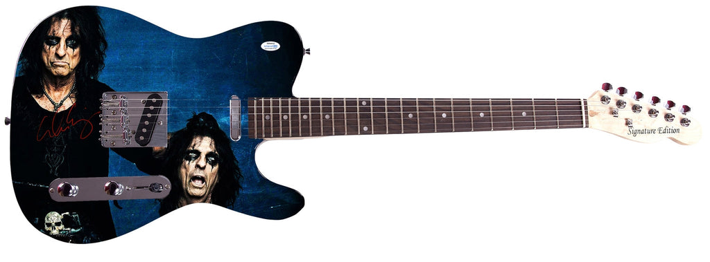 Alice Cooper Autographed Headless Custom Graphics Photo Guitar