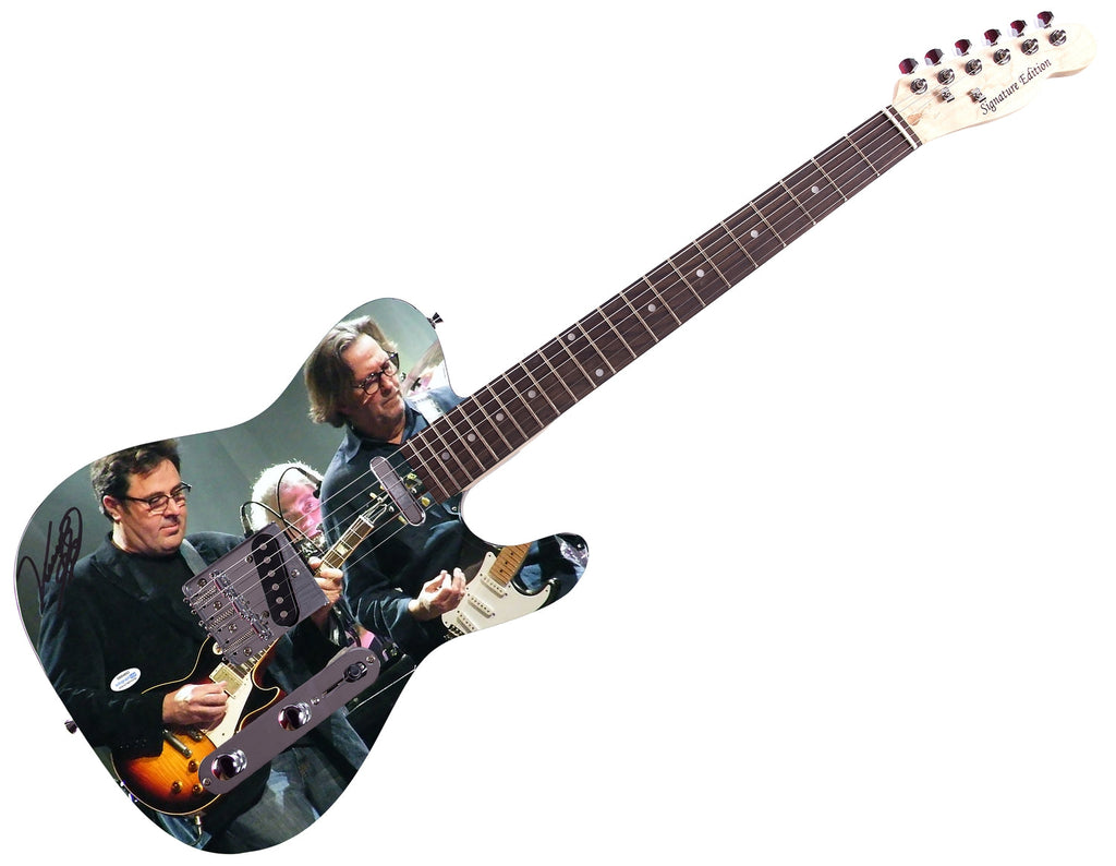 Vince Gill w Eric Clapton Autographed Custom Graphics Photo Guitar ACOA
