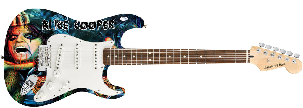 Alice Cooper Signed Skull Snakes Photo Graphics Strat Guitar ACOA