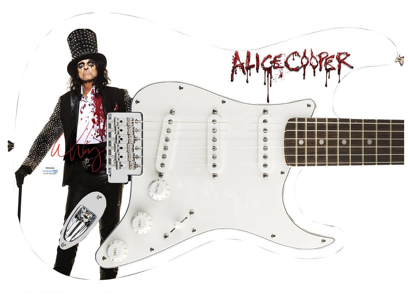 Alice Cooper Signed Autographed Cane Photo Graphics Fender Guitar