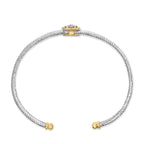 18K Yellow Gold Plated .925 Sterling Silver Diamond Accent  and Fleur Di Lis Medallion Bangle Bracelet (I-J Color, SI1-SI2 Clarity) - 7.25 Inches