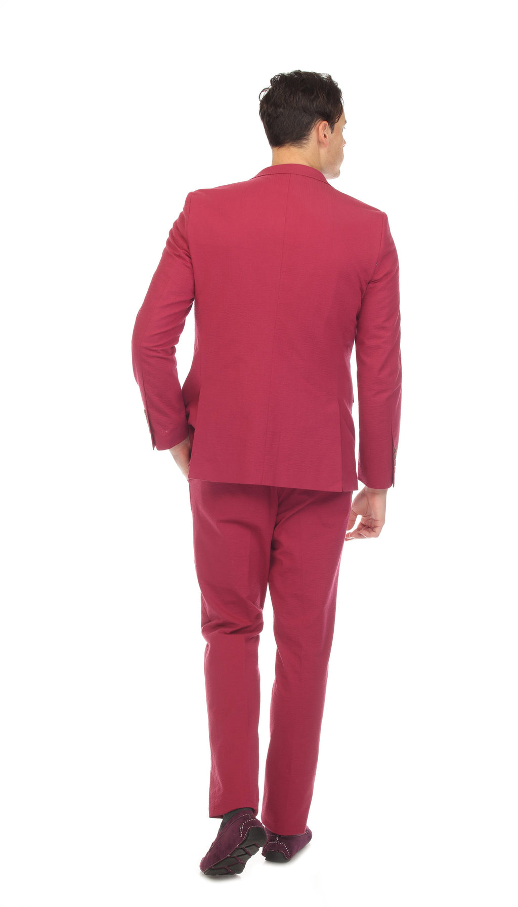 Men's Burgundy Seersucker Suit – Slim Fit 2-Button