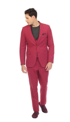 Men's Burgundy Seersucker Suit – Slim Fit 2-Button