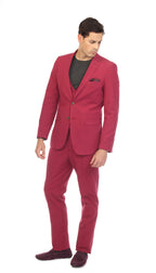 Men's Burgundy Seersucker Suit – Slim Fit 2-Button