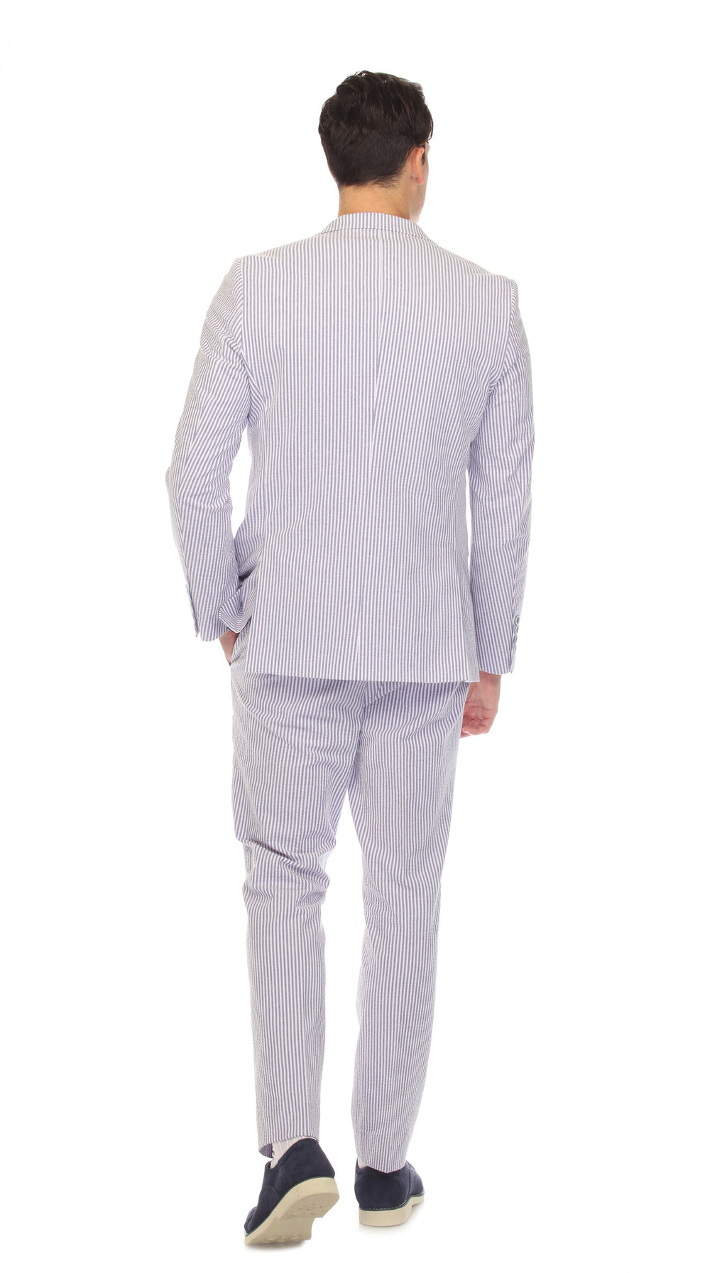 Men's Blue Seersucker Suit – Slim Fit 2-Button