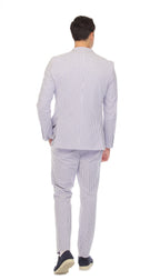 Men's Blue Seersucker Suit – Slim Fit 2-Button