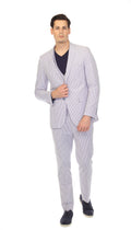 Men's Blue Seersucker Suit – Regular Fit 2-Button