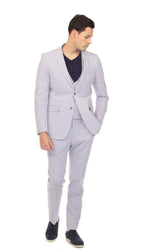 Men's Blue Seersucker Suit – Regular Fit 2-Button