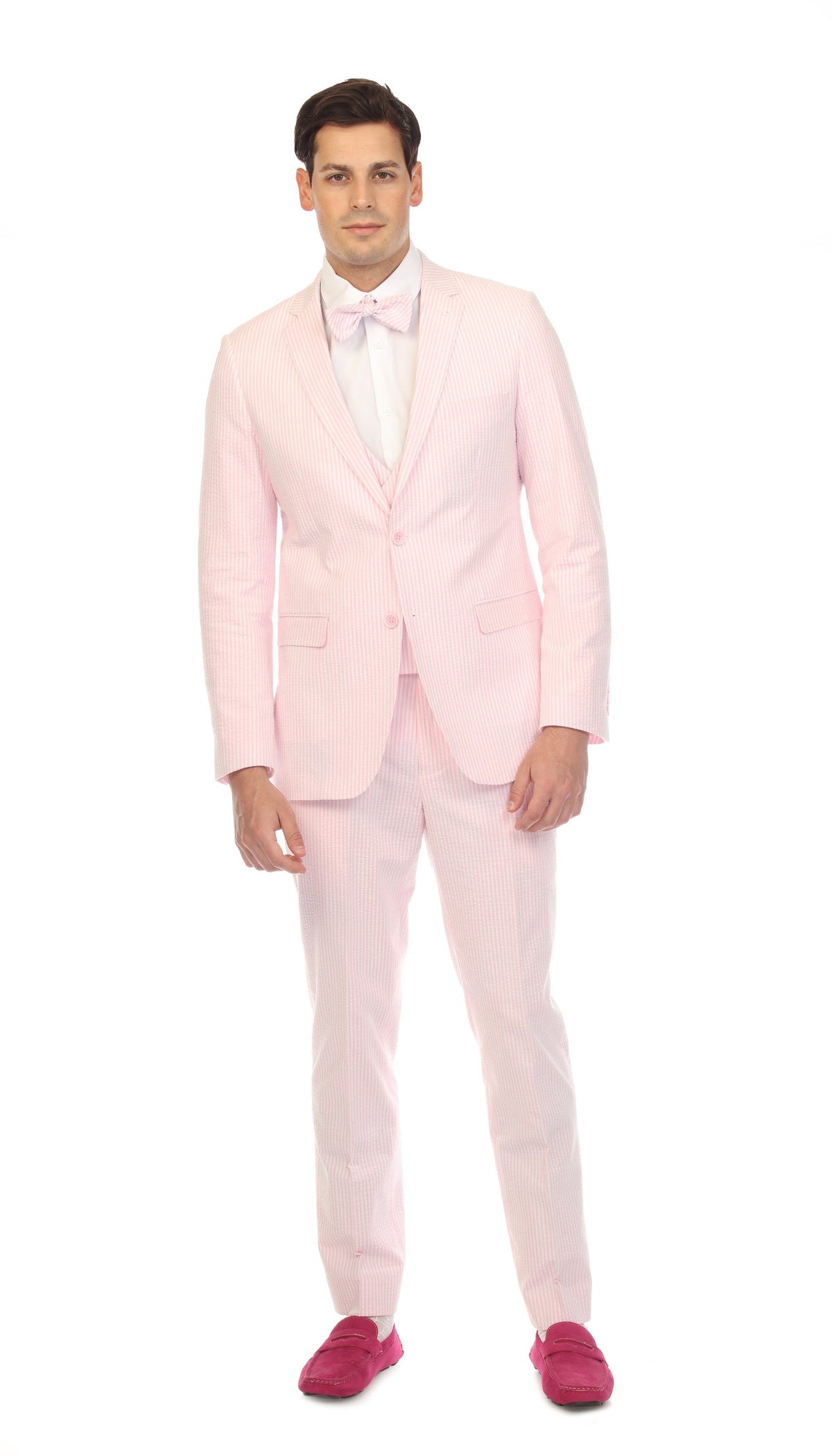Men's Pink Seersucker Suit – Slim Fit 2-Button