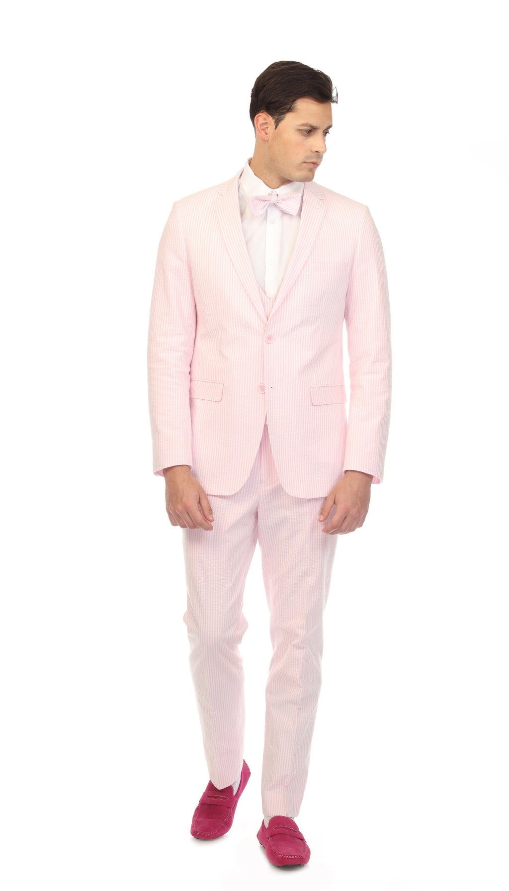 Men's Pink Seersucker Suit – Slim Fit 2-Button