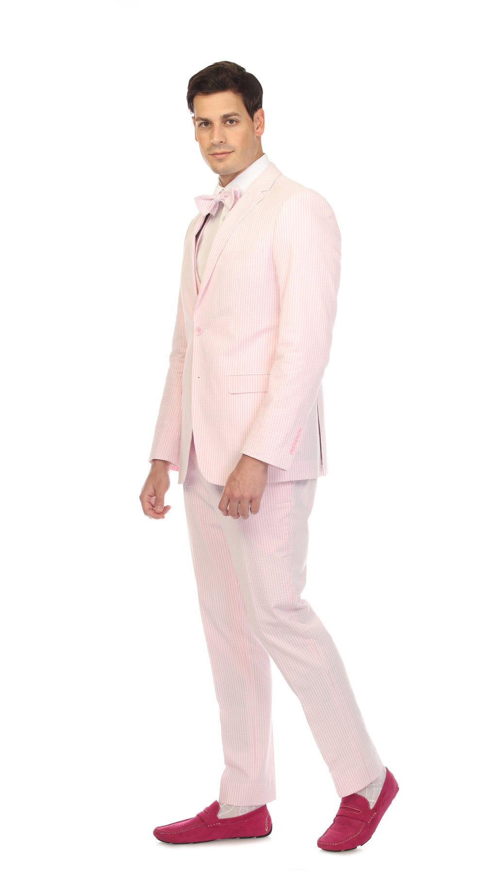 Men's Pink Seersucker Suit – Slim Fit 2-Button