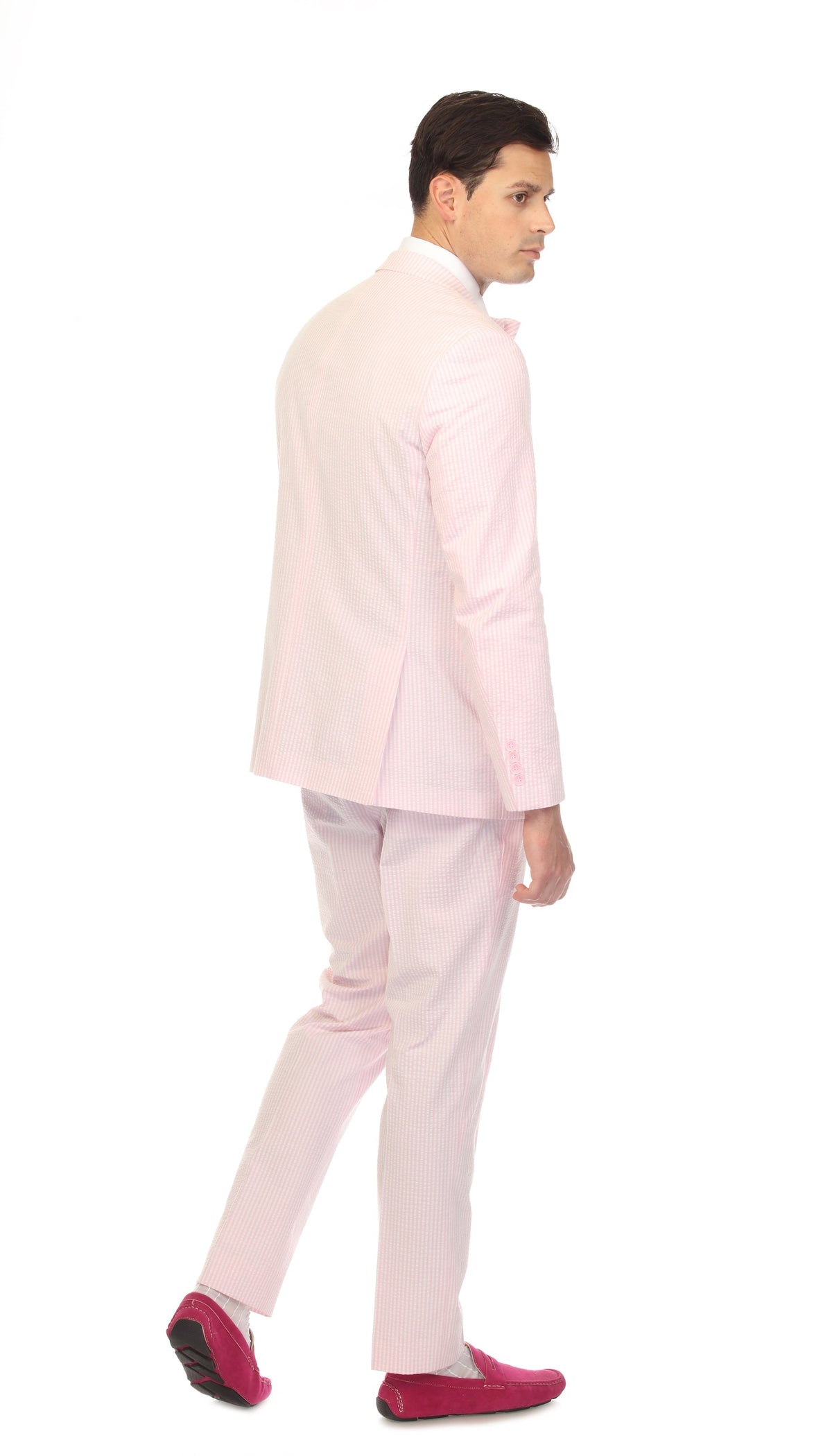 Men's Pink Seersucker Suit – Slim Fit 2-Button