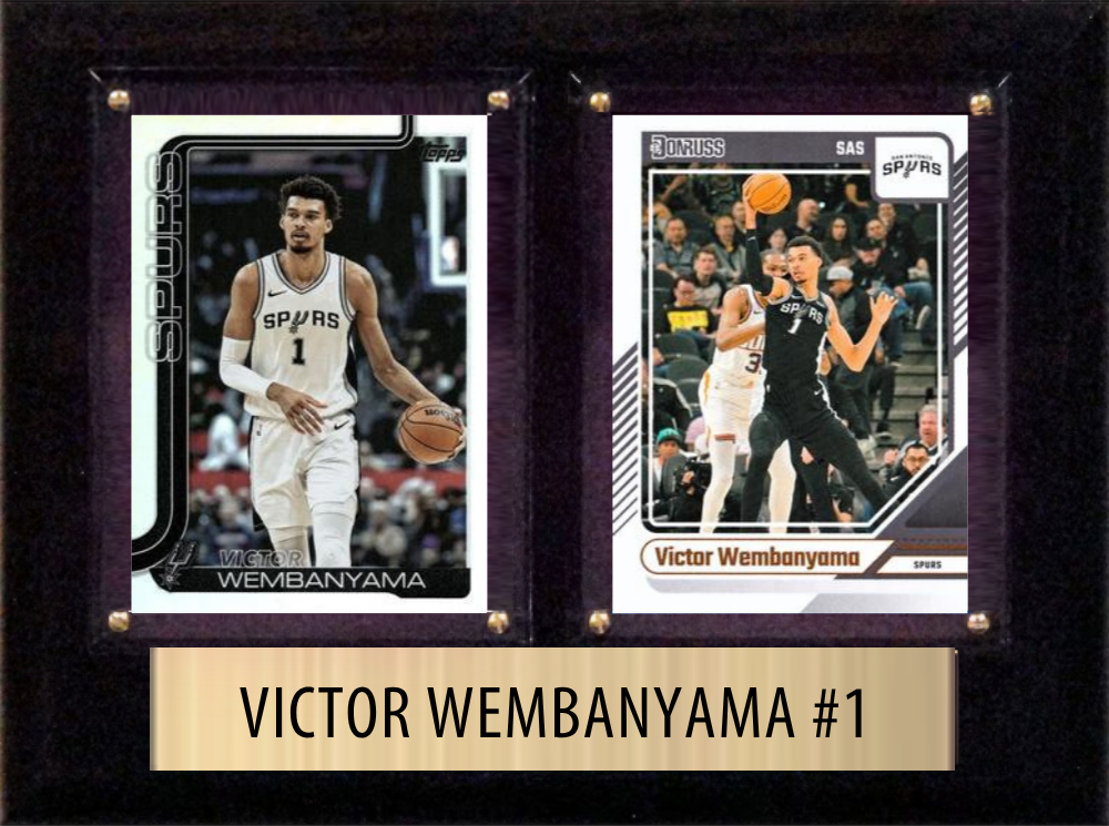 Victor Wembanyama San Antonio Spurs 2026 2025 2024 Topps Prizm Hoops 2 Card Fan Gift Plaque 6x8