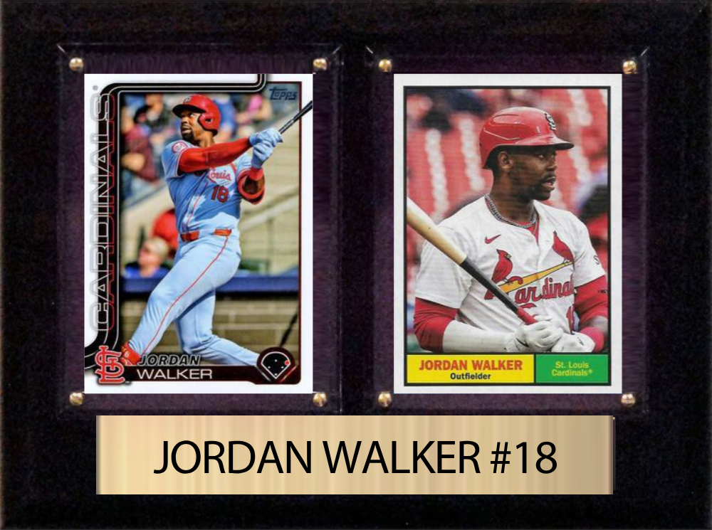 Jordan Walker St. Louis Cardinals 2026 2025 2024 Topps Bowman 2 Card Fan Gift Plaque 6x8