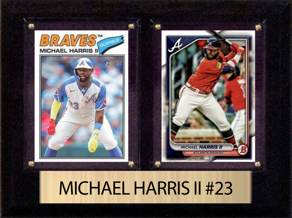 Michael Harris Atlanta Braves 2026 2025 2024 Topps Bowman 2 Card Fan Gift Plaque 6x8
