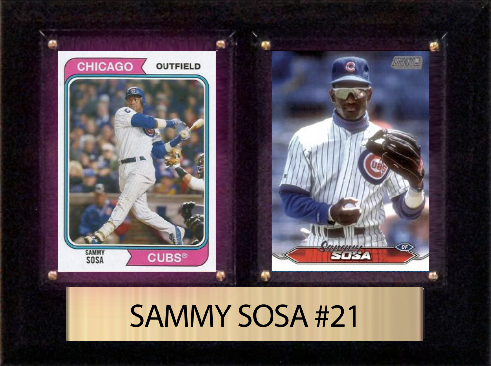 Sammy Sosa Chicago Cubs Fan Gift Plaque 6x8 2 Cards Topps Donruss Panini 2024 2025 2026