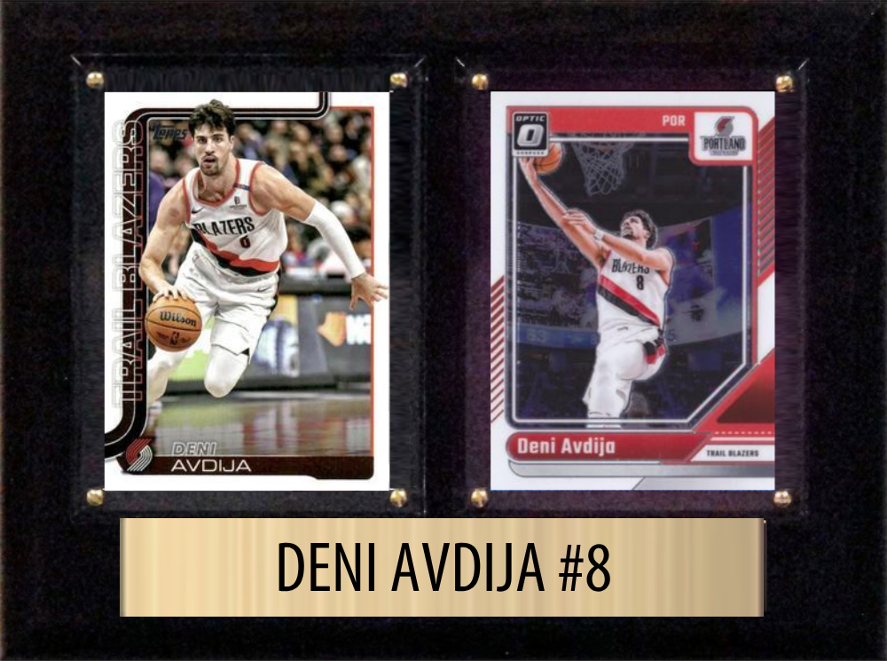 Deni Avdija Portland Trailblazers 2026 2025 2024 Topps Prizm Hoops 2 Card Gift Plaque 6x8