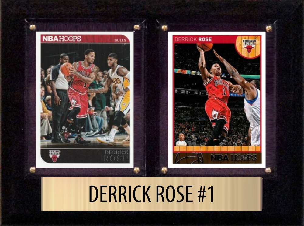 Derrick Rose Chicago Bulls Topps Prizm Hoops 2 Card Gift Plaque 6x8