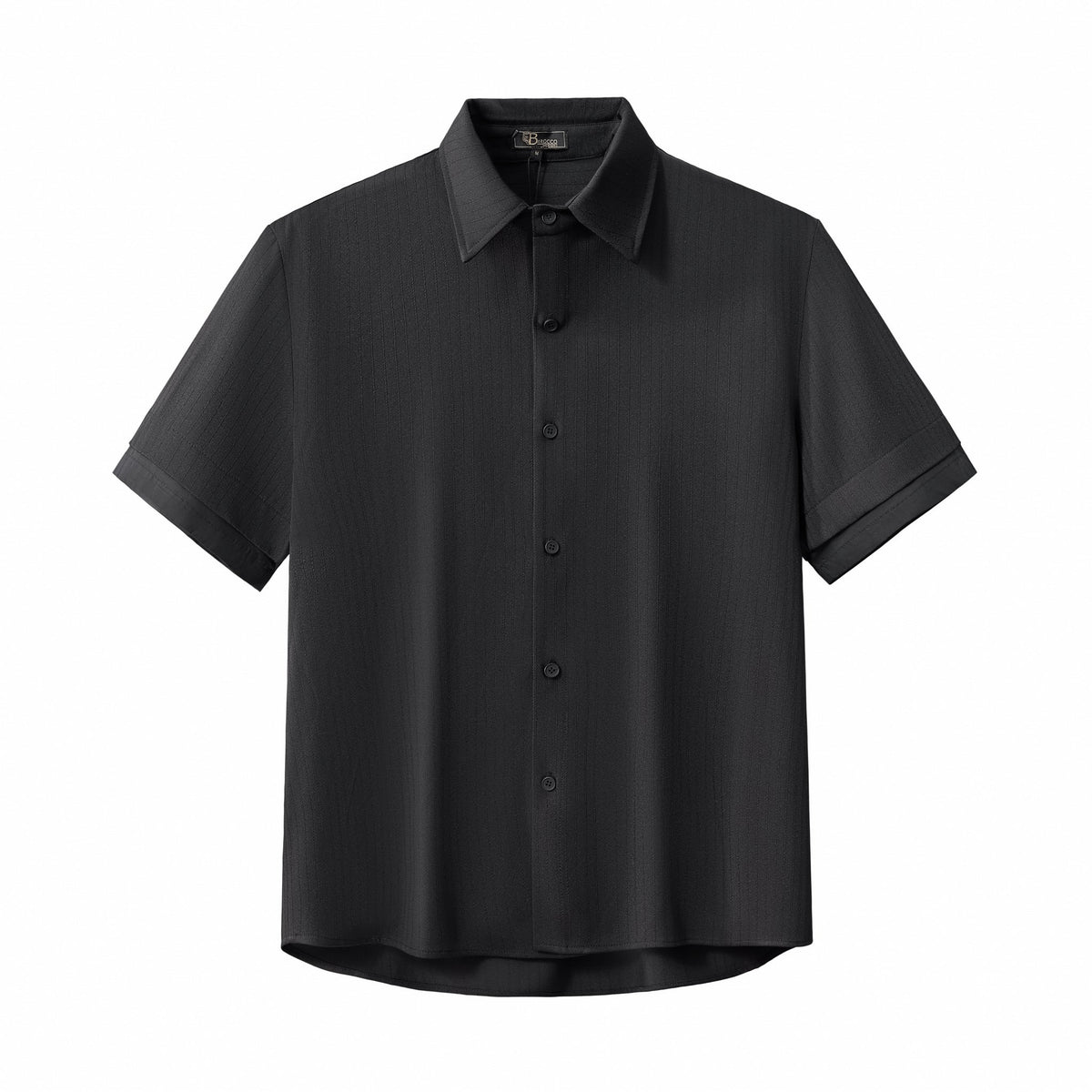 Barocco Flow Men's Textured Shirt & Pants Set - Black