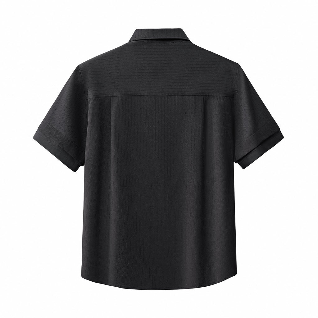 Barocco Flow Men's Textured Shirt & Pants Set - Black